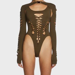 While I'm Young Bodysuit And Shrug Set - Olive